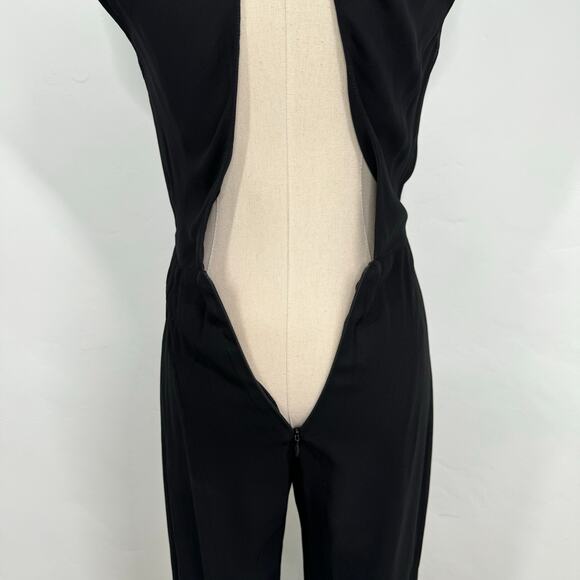 Reformation Sylvania Jumpsuit Black Flare Leg Open Back Ankle Boho Party Size 0 - Picture 10 of 16